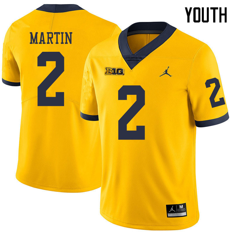 Jordan Brand Youth #2 Oliver Martin Michigan Wolverines College Football Jerseys Sale-Yellow